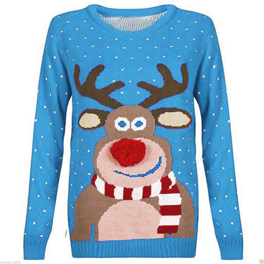 Damen Weihnachtspullover mit rentiermotiv und strukturierter Optik R&B