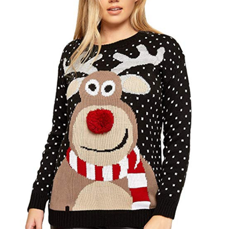 Damen Weihnachtspullover mit rentiermotiv und strukturierter Optik R&B