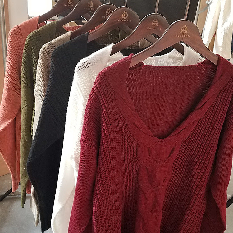 Damen trendiger Strickpullover mit asymmetrischem Schnitt und offener Schulterpartie R&B