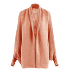 Damen luftiger Strickcardigan mit offener Front und voluminösen Ärmeln
