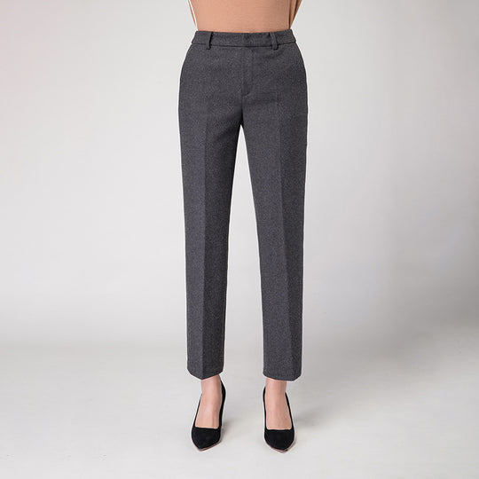 Damen Woll Stoffhose schmal geschnitten mit edlem Design