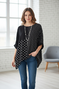 Damen Polka-Dots T-Shirt mit abgesetzten Schemata und modernem Schnitt R&B