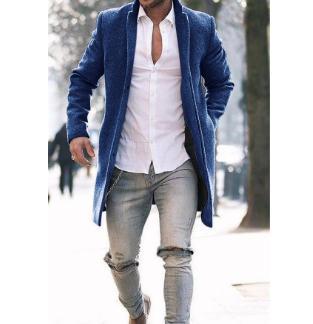 Herren eleganter Langmantel im minimalistischen Design mit praktischen Taschen R&B
