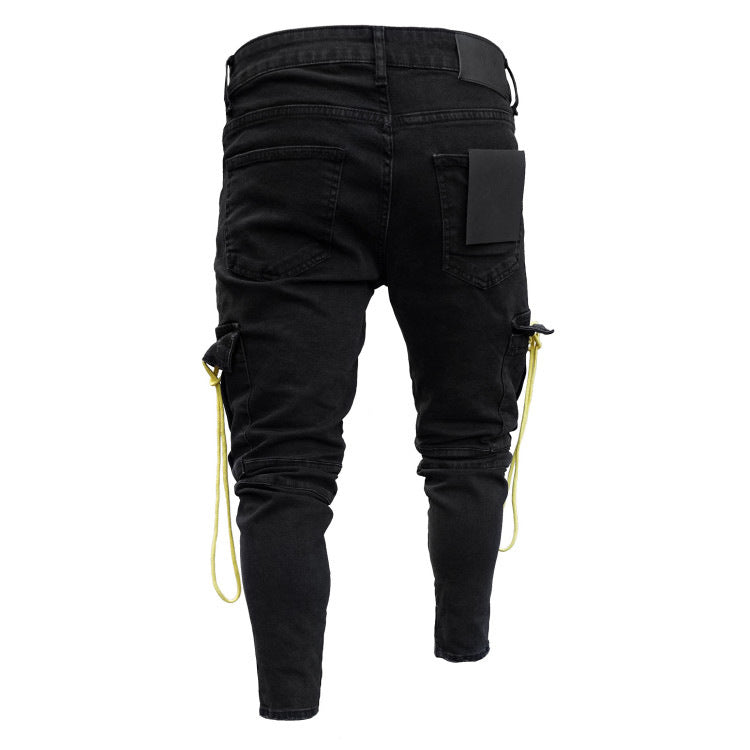 Herren trendige Cargo-Jeans mit praktischem Seitenreißverschluss und stylischen Ziernähten R&B