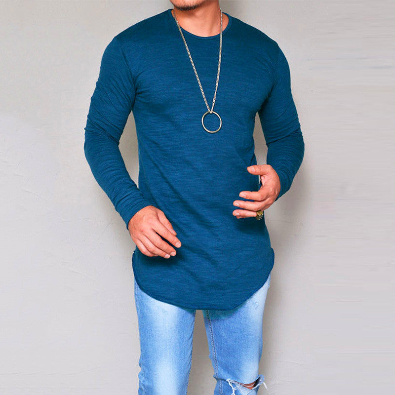 R&B | Langarm T Shirt Slim Passform Rundhals Weiche Atmungsaktive Baumwollmischung