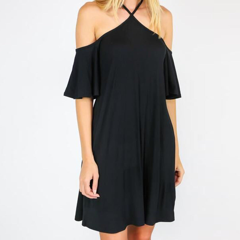 Damen Sommerliches Kleid mit schulterfreier Optik und fließendem Schnitt R&B