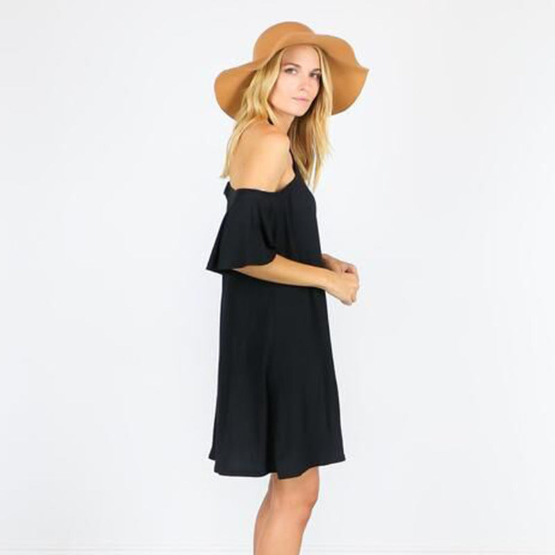 Damen Sommerliches Kleid mit schulterfreier Optik und fließendem Schnitt R&B