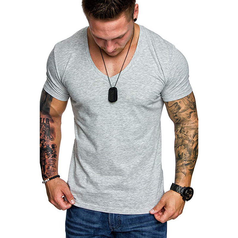 Herren V-Ausschnitt T-Shirt aus hochwertiger Baumwolle mit figurbetonter Passform