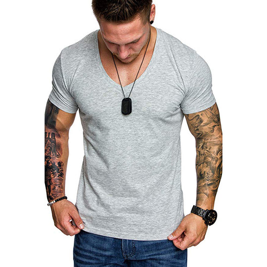 Herren V-Ausschnitt T-Shirt aus hochwertiger Baumwolle mit figurbetonter Passform R&B