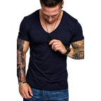 Herren V-Ausschnitt T-Shirt aus hochwertiger Baumwolle mit figurbetonter Passform