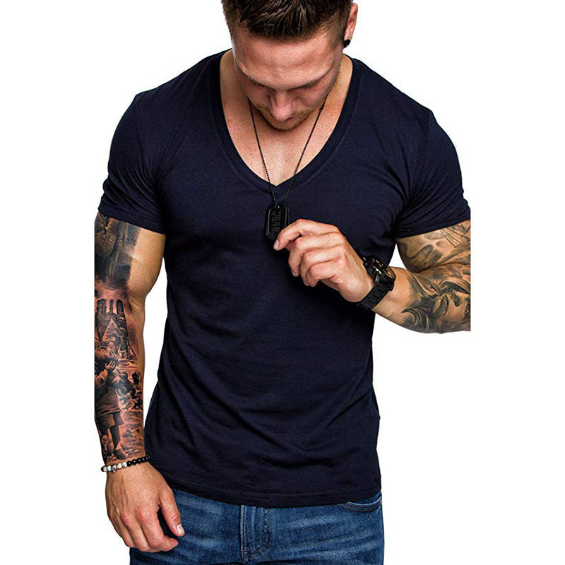 Herren V-Ausschnitt T-Shirt aus hochwertiger Baumwolle mit figurbetonter Passform