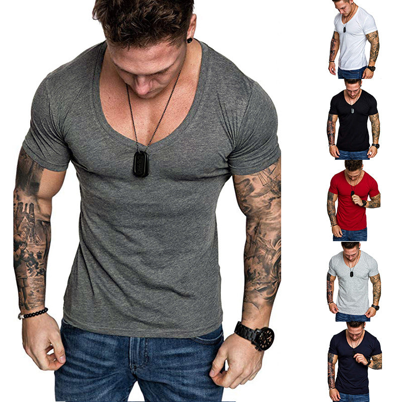 Herren V-Ausschnitt T-Shirt aus hochwertiger Baumwolle mit figurbetonter Passform