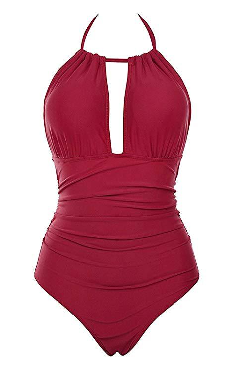 Damen Floral Badeanzug mit tiefem Ausschnitt R&B