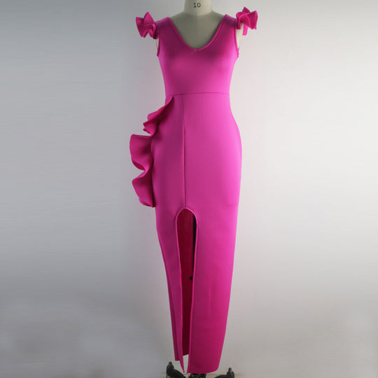 Damen Elegantes Sommerkleid mit asymmetrischem Schnitt und Rüschendetails R&B