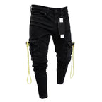 Herren trendige Cargo-Jeans mit praktischem Seitenreißverschluss und stylischen Ziernähten R&B