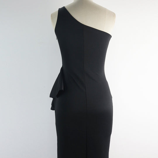 Damen elegantes Abendkleid mit asymmetrischem Rüschendesign R&B