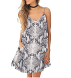 Damen lässiges Spaghettiträgerkleid mit Leopardenmuster R&B