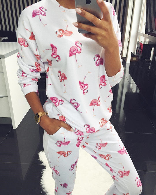 Damen Freizeitanzug mit floralem Print und praktischen Taschen R&B