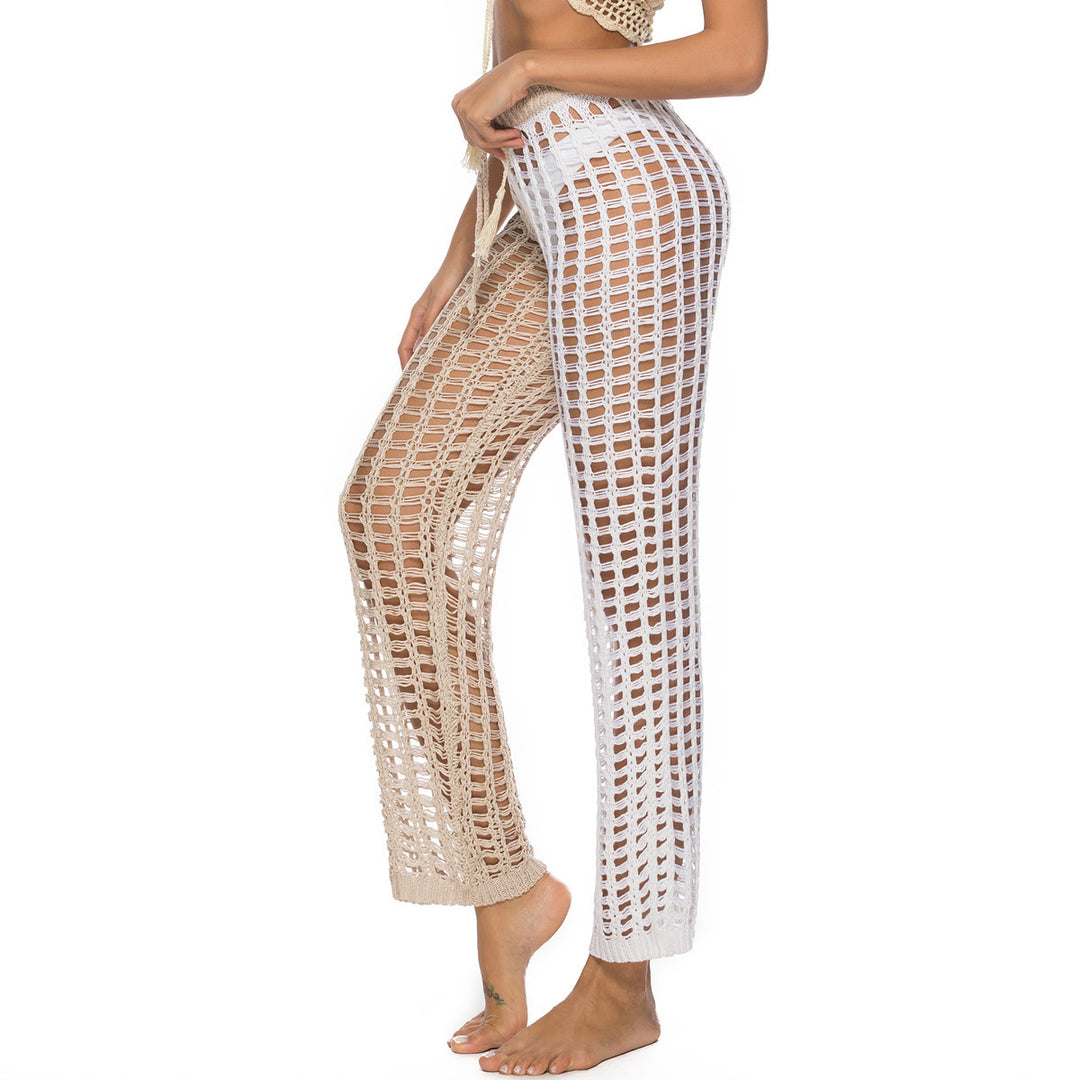 Damen Häkel-Strandhose mit transparentem Muster und modischen Fransen R&B