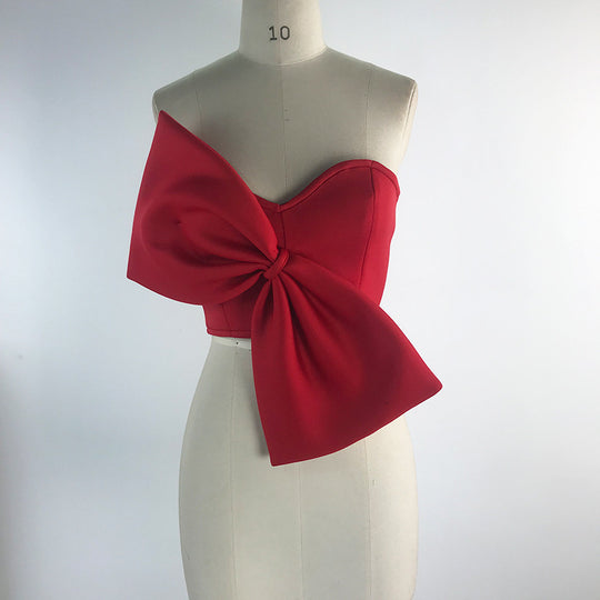 Damen Crop-Top mit voluminösem Schleifen-Design R&B