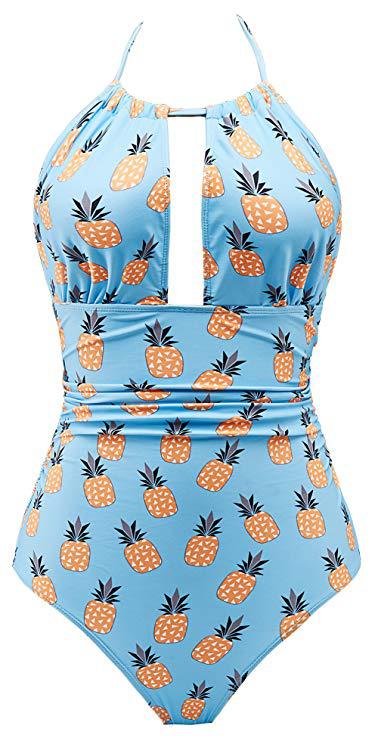 Damen Floral Badeanzug mit tiefem Ausschnitt R&B