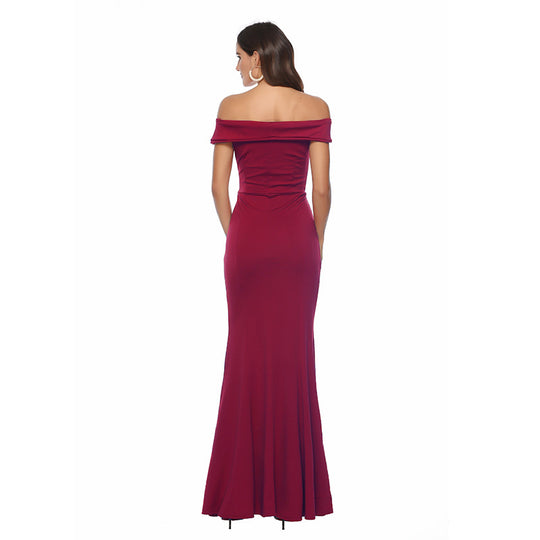 Damen Abendkleid mit schulterfreiem Design R&B