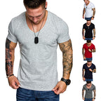 Herren V-Ausschnitt T-Shirt aus hochwertiger Baumwolle mit figurbetonter Passform