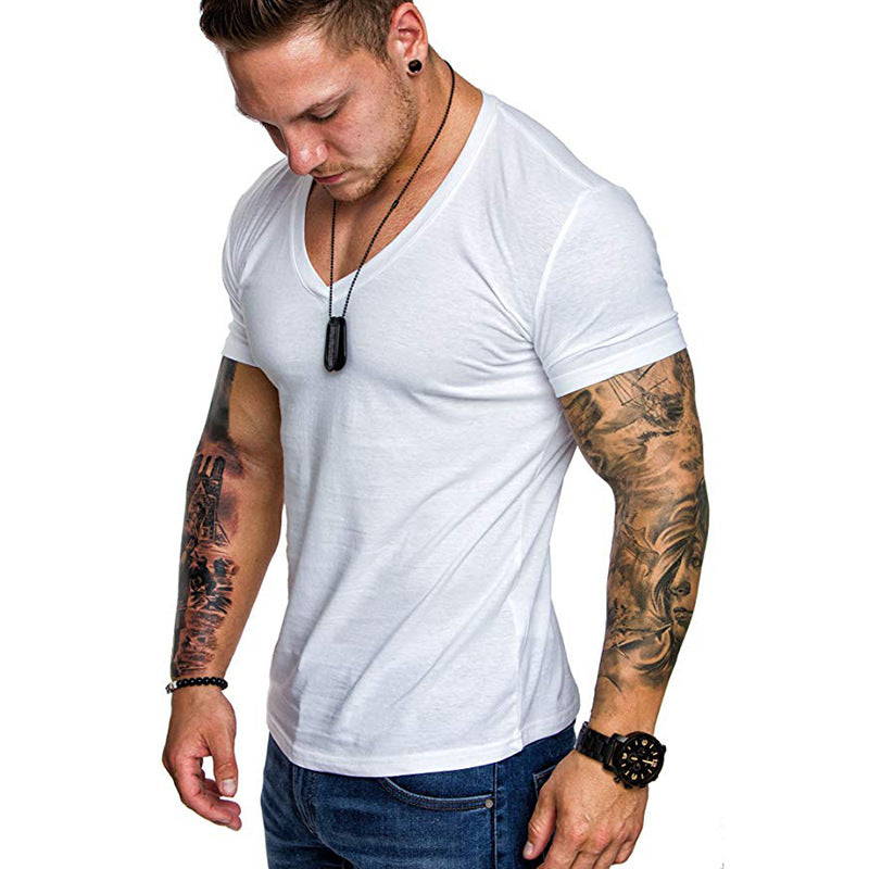 Herren V-Ausschnitt T-Shirt aus hochwertiger Baumwolle mit figurbetonter Passform R&B