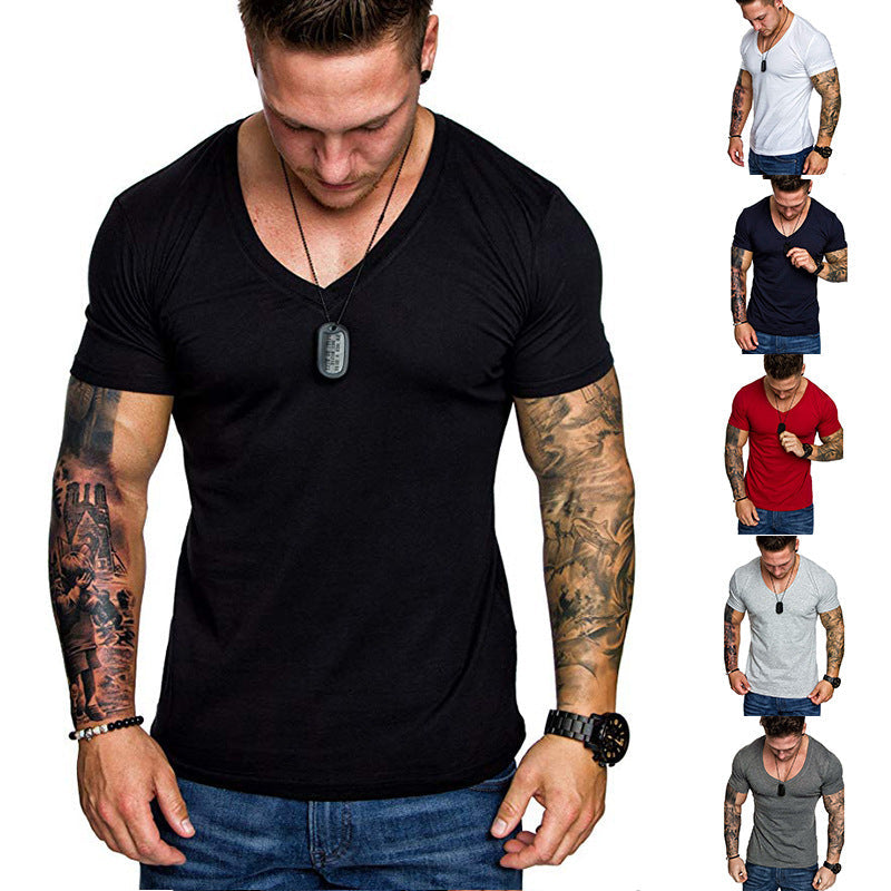 Herren V-Ausschnitt T-Shirt aus hochwertiger Baumwolle mit figurbetonter Passform