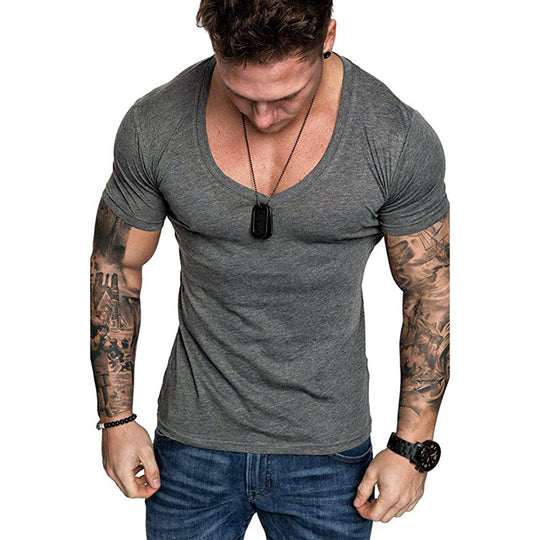 Herren V-Ausschnitt T-Shirt aus hochwertiger Baumwolle mit figurbetonter Passform R&B