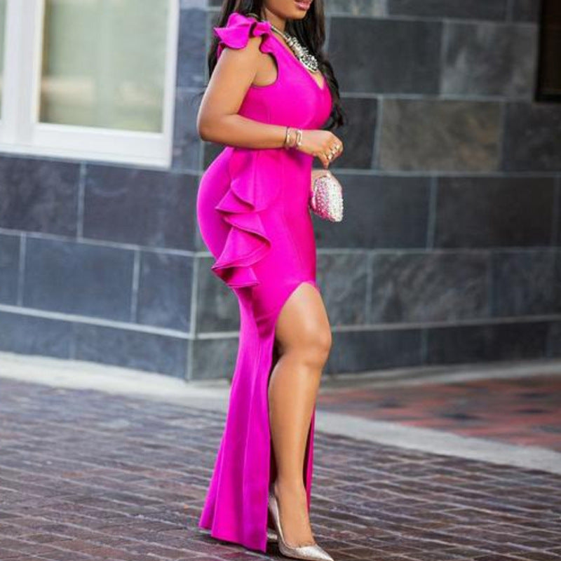 Damen Elegantes Sommerkleid mit asymmetrischem Schnitt und Rüschendetails R&B