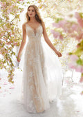 Damen Elegantes Tüll Abendkleid mit floralem Design und transparenter Oberfläche R&B