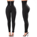 Damen Hochtaillierte Leggings mit dekorativem Knopfdesign