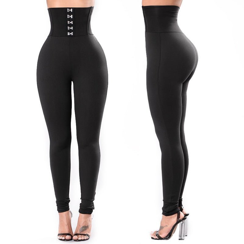 Damen Hochtaillierte Leggings mit dekorativem Knopfdesign