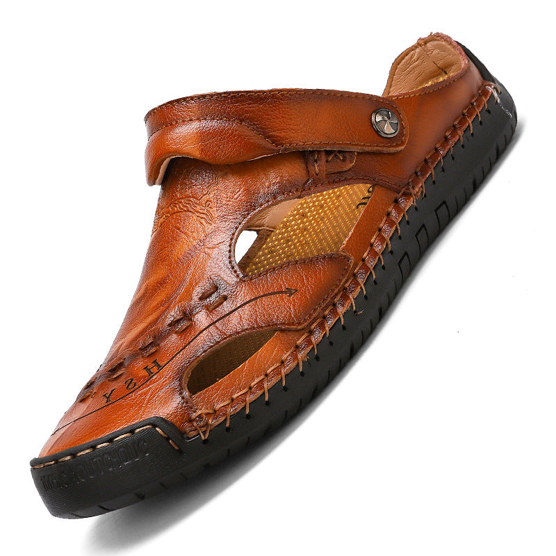 Herren Ergonomische Leder-Sandalen mit verstellbarem Riemen R&B