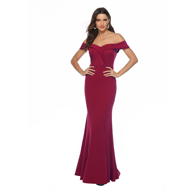 Damen Abendkleid mit schulterfreiem Design R&B