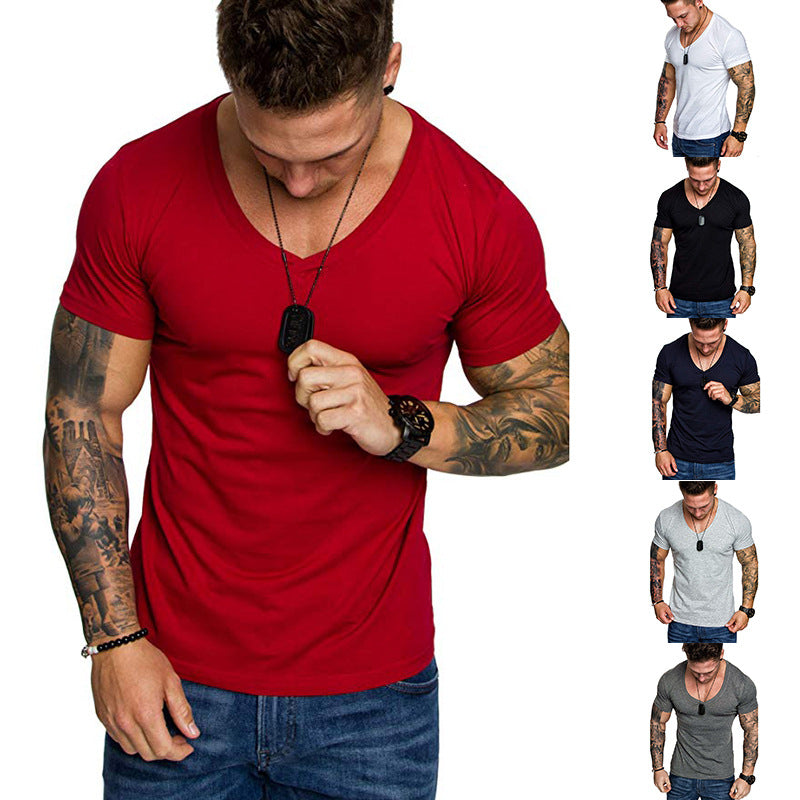 Herren V-Ausschnitt T-Shirt aus hochwertiger Baumwolle mit figurbetonter Passform