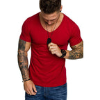 Herren V-Ausschnitt T-Shirt aus hochwertiger Baumwolle mit figurbetonter Passform