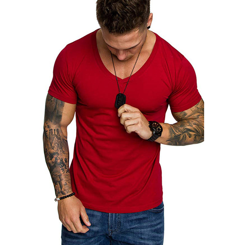 Herren V-Ausschnitt T-Shirt aus hochwertiger Baumwolle mit figurbetonter Passform