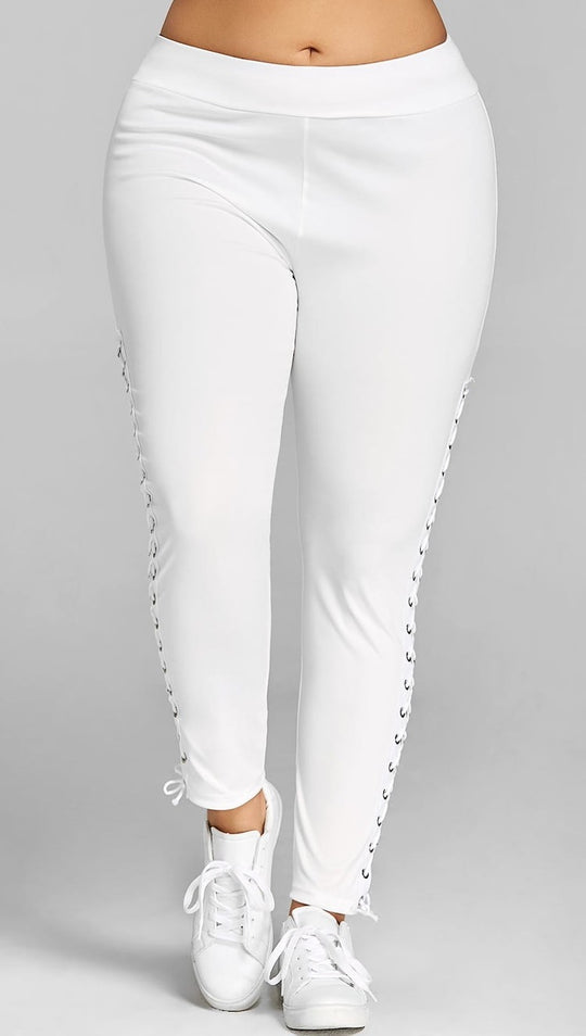 Damen Sportliche Leggings mit Schnürdetails an den Seiten R&B