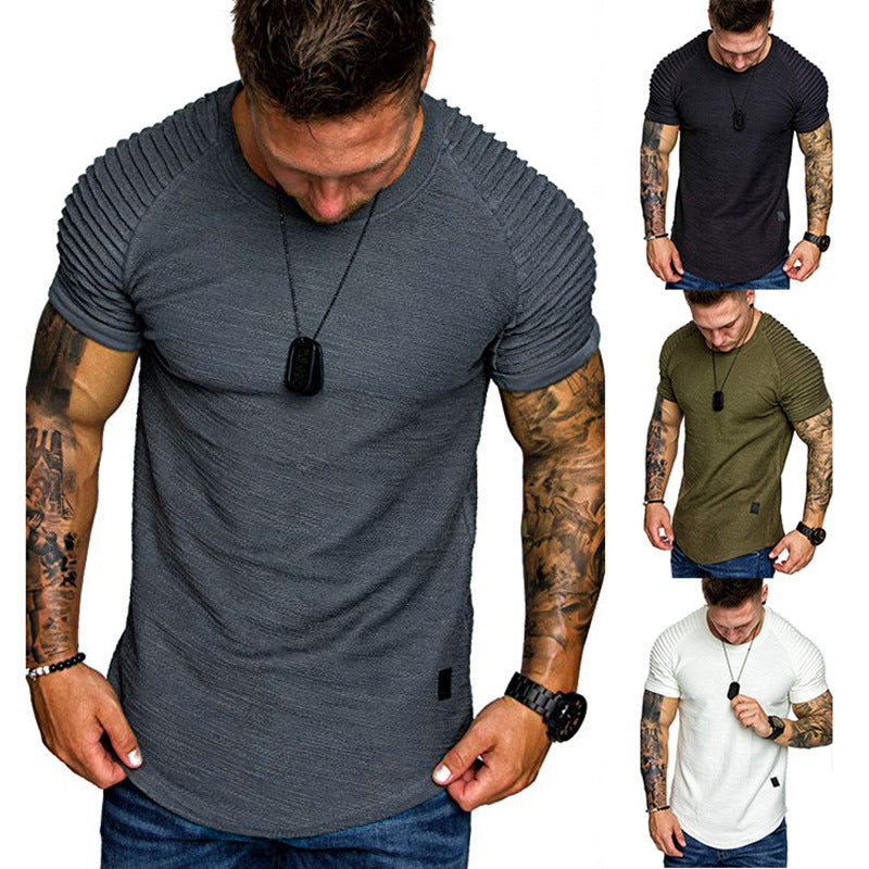 Herren modisches T-Shirt mit strukturierten Ärmeln
