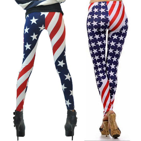 Damen Leggings mit auffälligem Sternen- und Streifenprint R&B