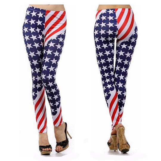 Damen Leggings mit auffälligem Sternen- und Streifenprint R&B