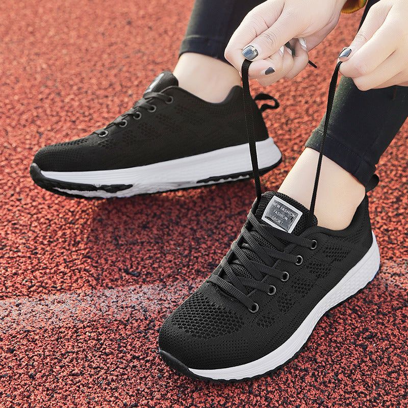 Damen nan leichtgewichtiger Strick-Freizeitsneaker mit Wabenperforation, schockabsorbierender Schaumsohle und gepolstertem Fersenkragen R&B