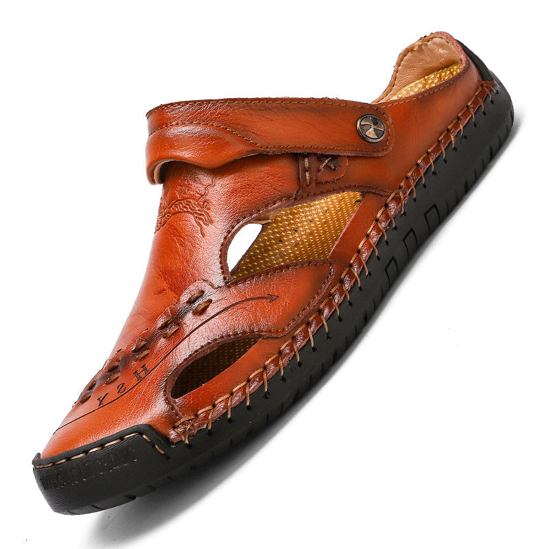 Herren Ergonomische Leder-Sandalen mit verstellbarem Riemen R&B