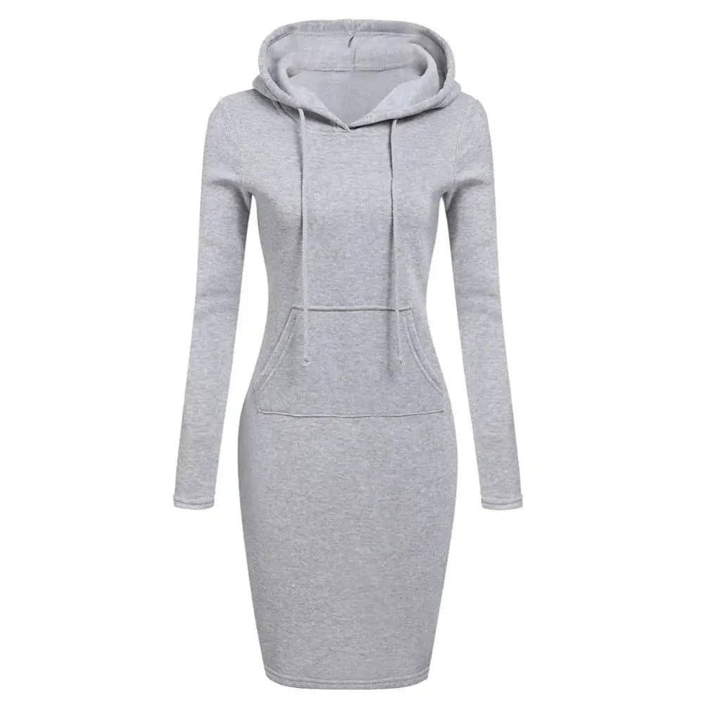 R&B | Hoodie Kleid Lange Ärmel Verstellbare Kapuze Kängurutasche Slim Fit