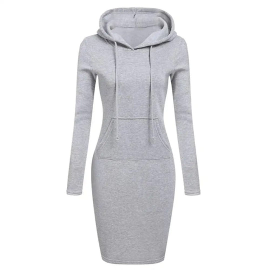 R&B | Hoodie Kleid Lange Ärmel Verstellbare Kapuze Kängurutasche Slim Fit