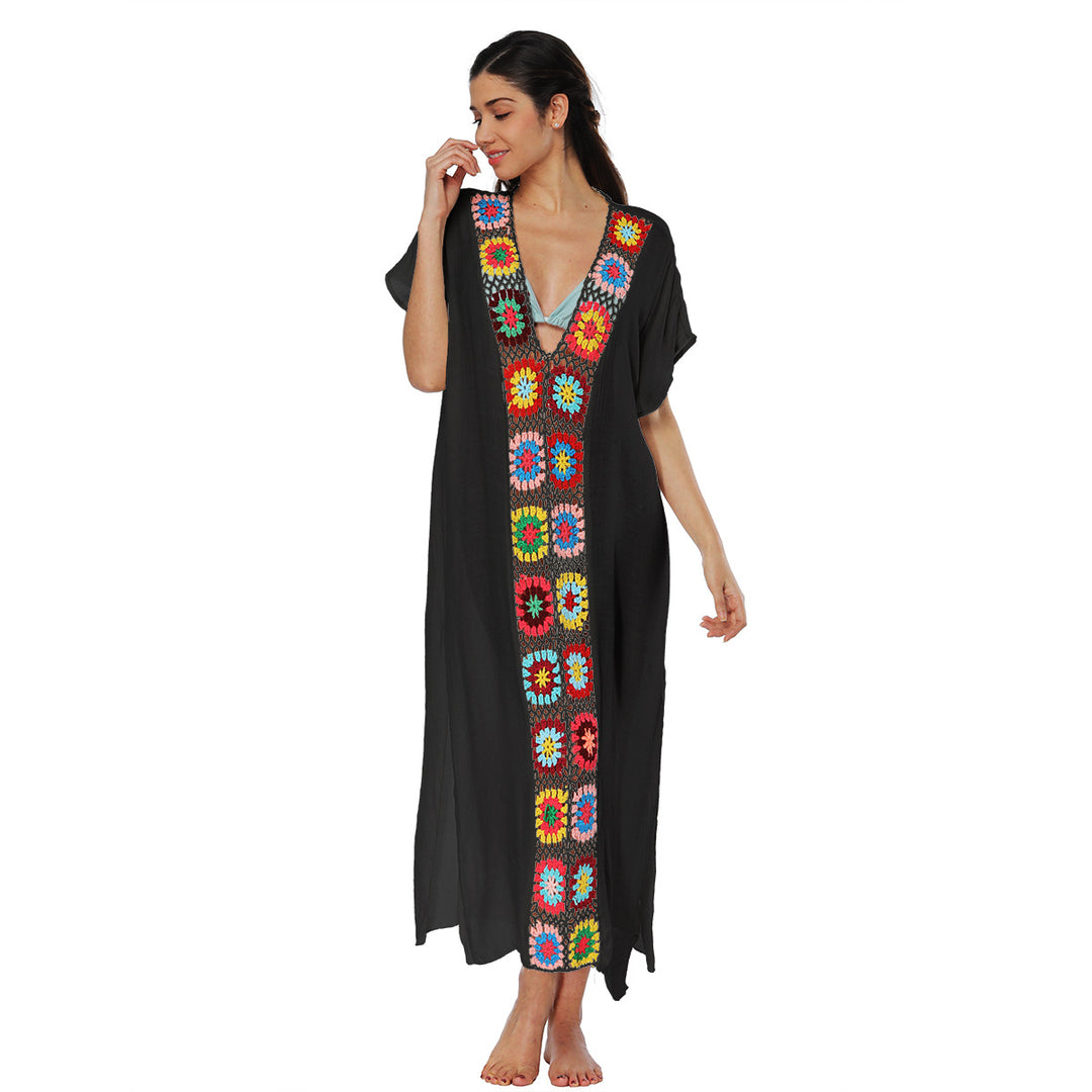 Damen Häkel-Strandkleid mit buntem Blumendesign R&B