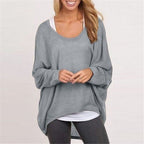 Damen lässiger Oversized Pullover mit weit geschnittenen Ärmeln und lässigem Fall R&B