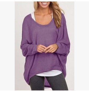 Damen lässiger Oversized Pullover mit weit geschnittenen Ärmeln und lässigem Fall R&B